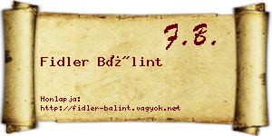 Fidler Bálint névjegykártya