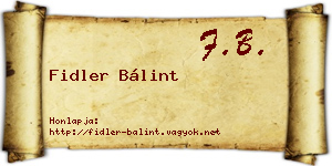 Fidler Bálint névjegykártya